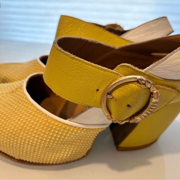 John Fluevog Yellow and White Heels - Picture 2 of 5